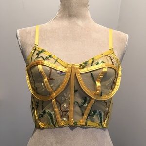 ROMWE Sheer Floral Embroidered‎ Lace Underwire Bra Large L